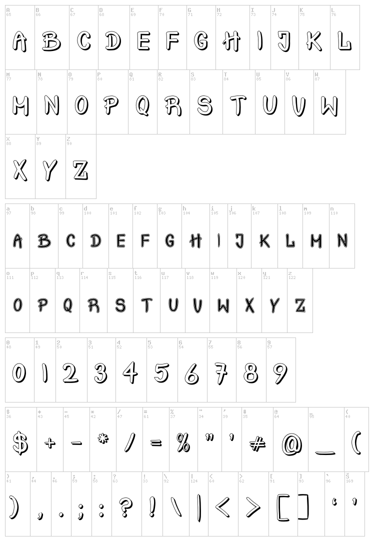 Crash Test font map